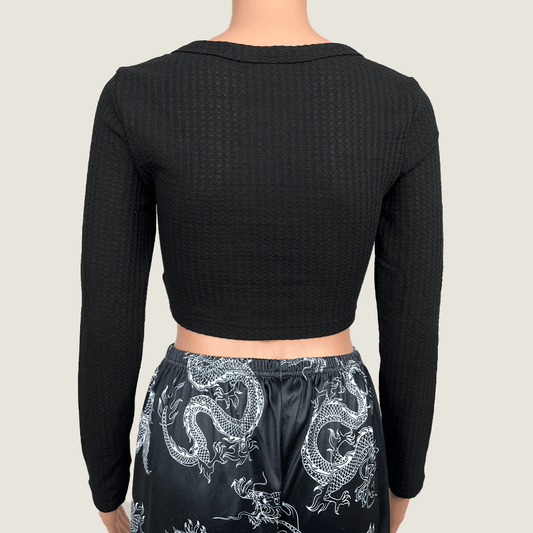 Back View of the Shein Black Long Sleeve Crop Top