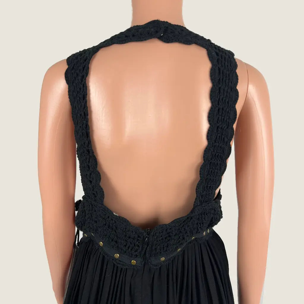 Back Detail View of the Shona Joy Sundance Crochet Cut Out Dress