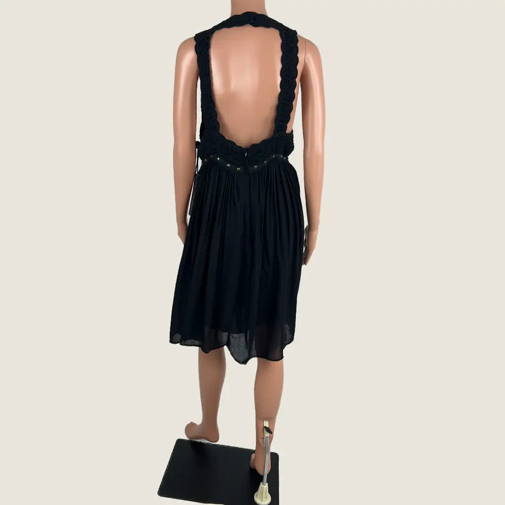Back View of the Shona Joy Sundance Crochet Cut Out Dress