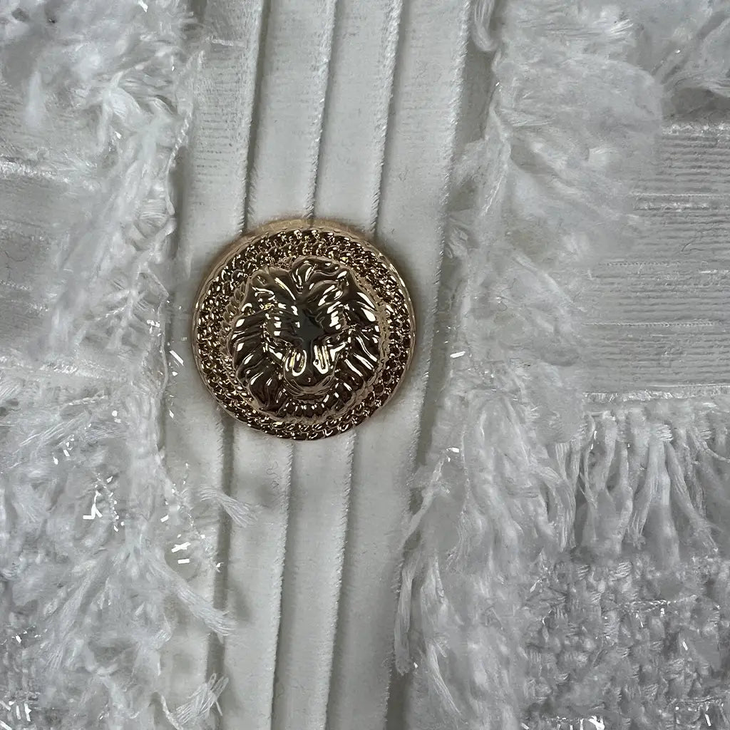 Front Detail Button on the Sierra Darien White Midi Dress