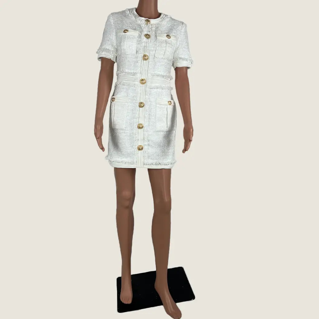 Front View of the Sierra Darien White Midi Dress