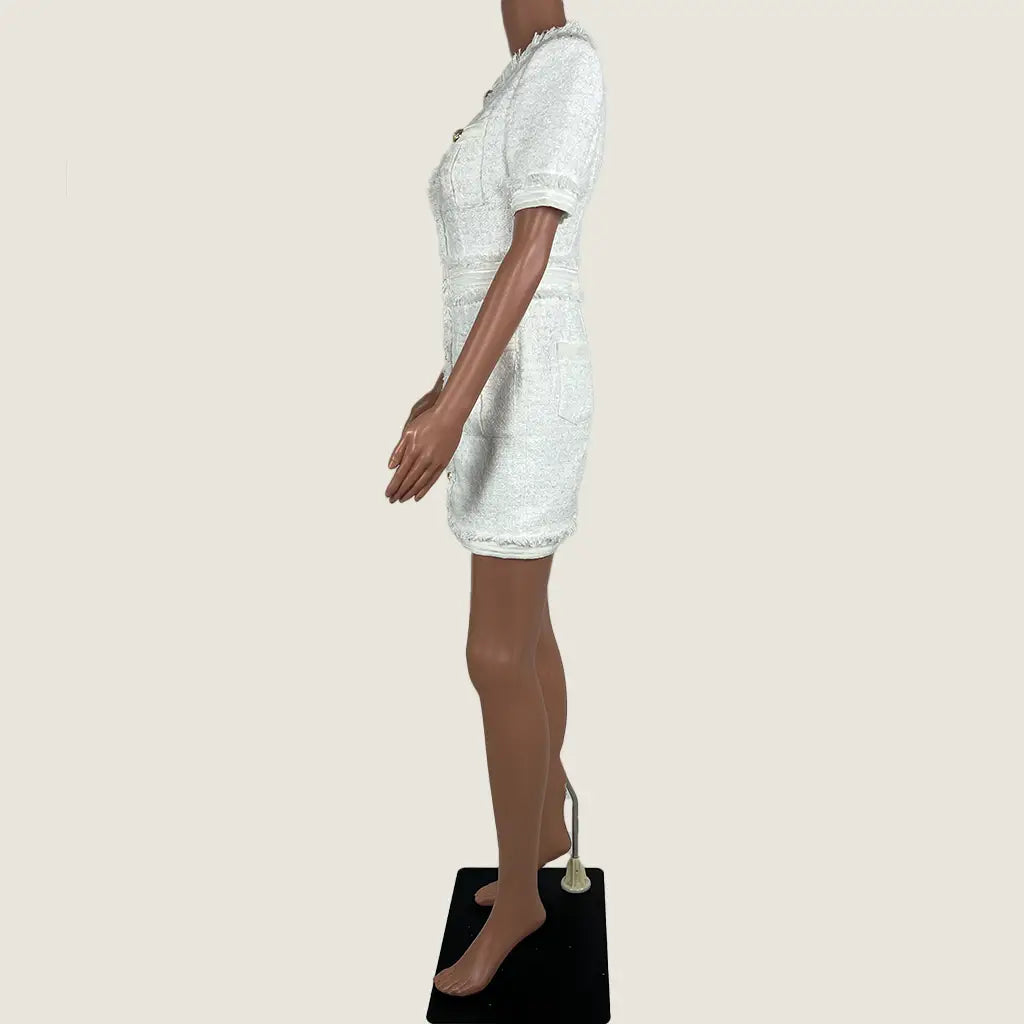 Side View of the Sierra Darien White Midi Dress
