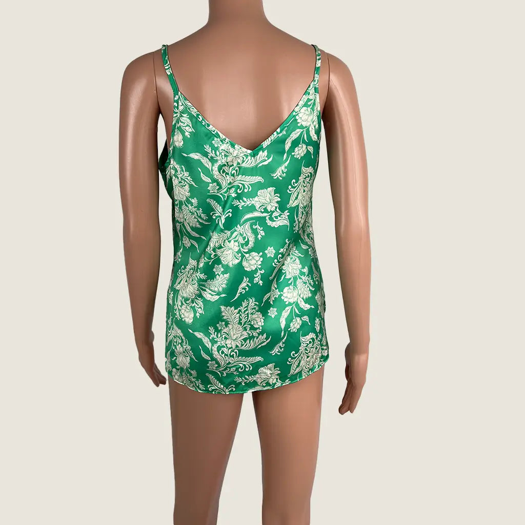 Back View of the Sunny Girl Green and Cream Paisley Tank