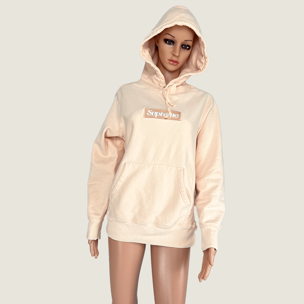 Front view of the Supreme Box Logo Hooded Sweatshirt