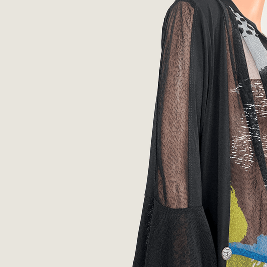 Multicoloured Long Cardigan Coat Sleeve