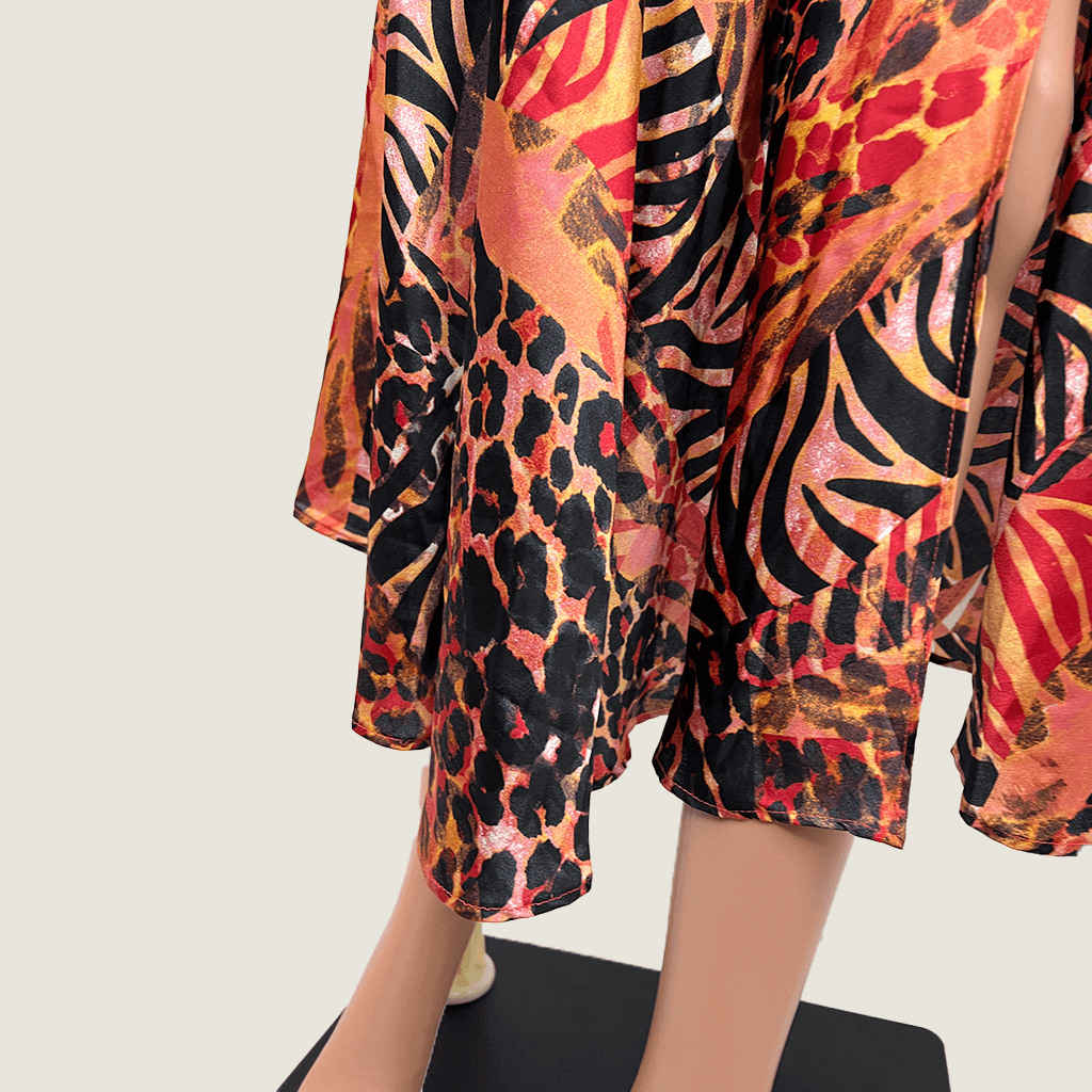 Thanne Tie Front Cut Out Midi Dress Hem Detail