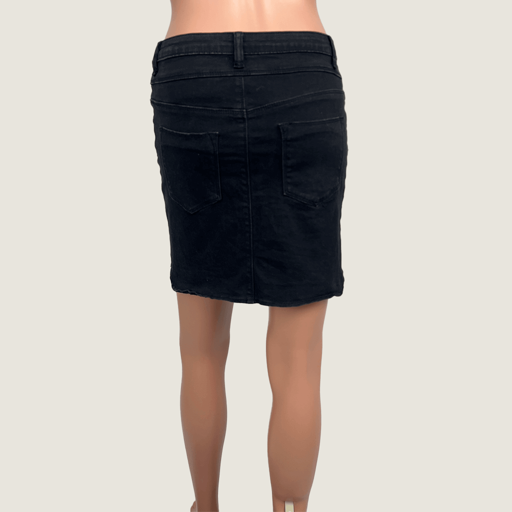 VG Black Denim Mini Skirt Back