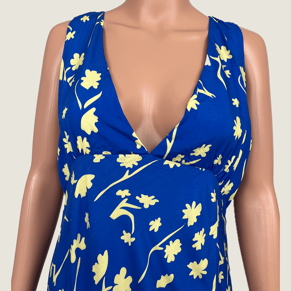 VRG GRL Bias Cut Maxi Dress Blue Bust Detail