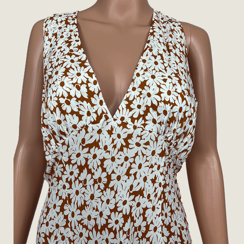 VRG GRL Bias Cut Maxi Dress Daisy Bust Detail