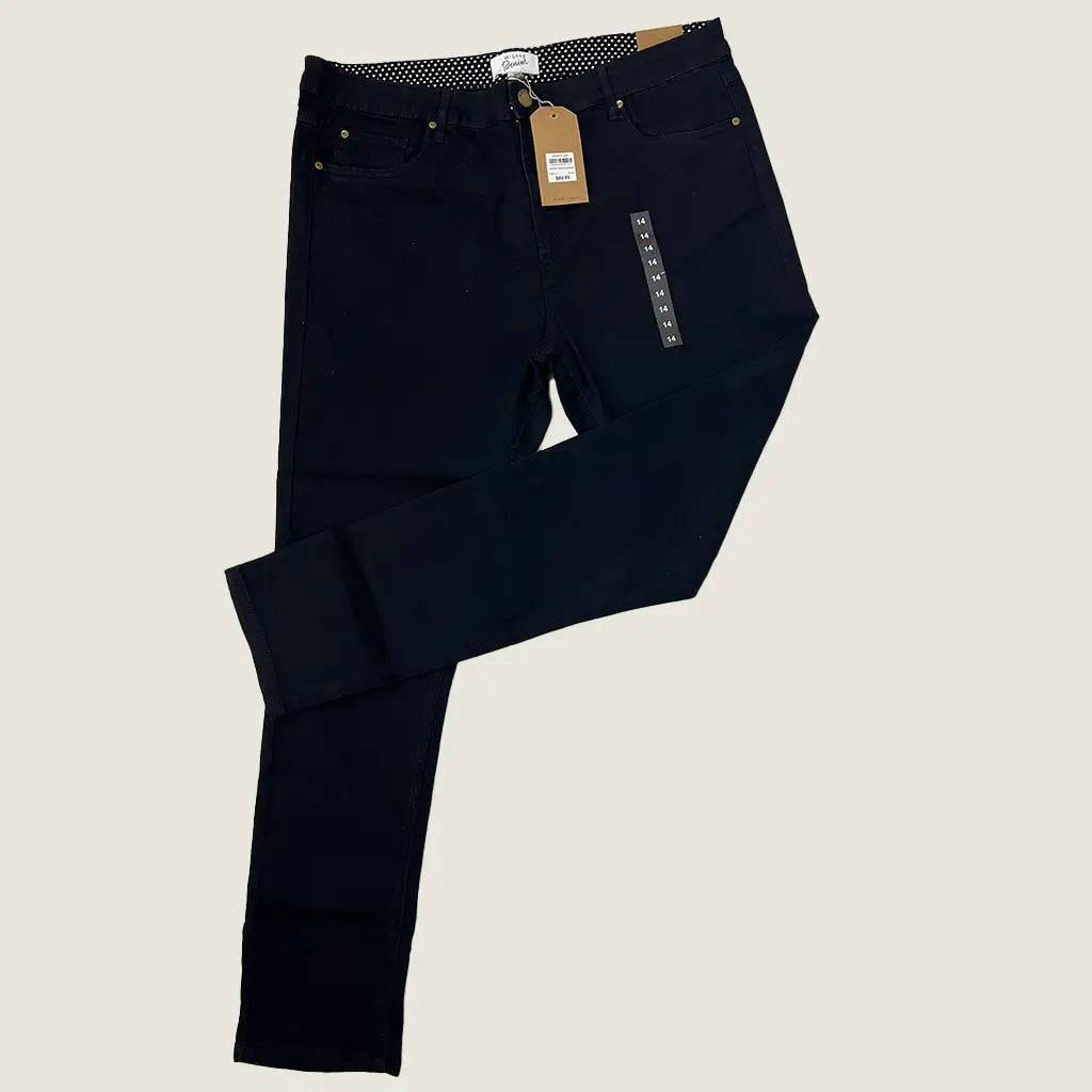 Front View of the W-Lane Super Shaper Full Length Black Jeans