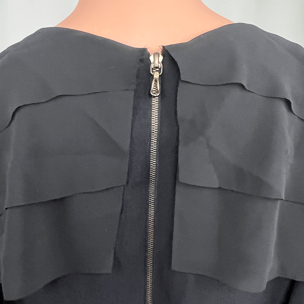 Willow Black Evening Ruffle Dress Zip Detail