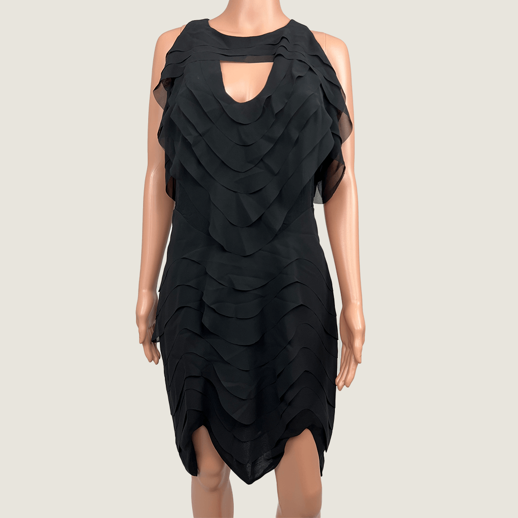 Willow Black Evening Ruffle Dress Front