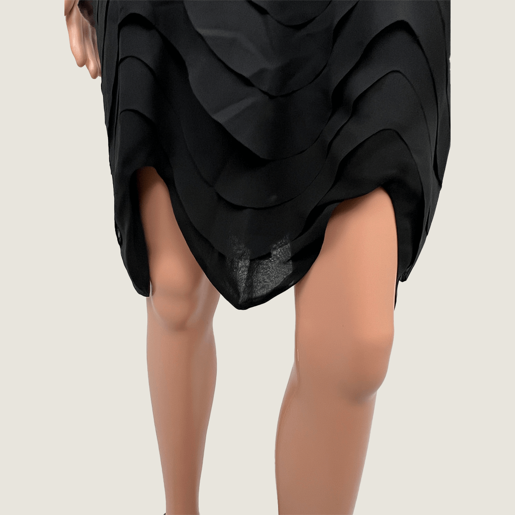 Willow Black Evening Ruffle Dress Hem Detail