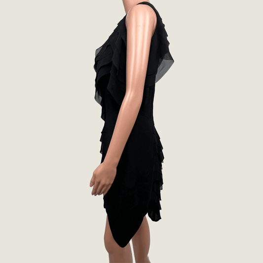 Willow Black Evening Ruffle Dress Side