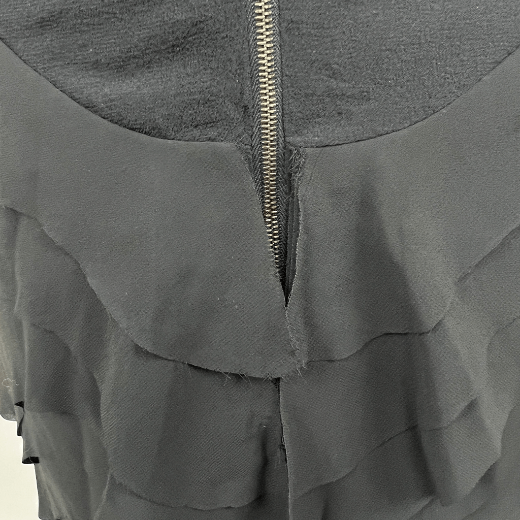 Willow Black Evening Ruffle Dress Frayed edge