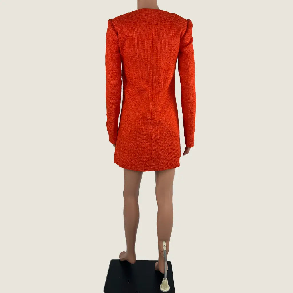 Back View of the Willow Orange Blazer Midi Dress