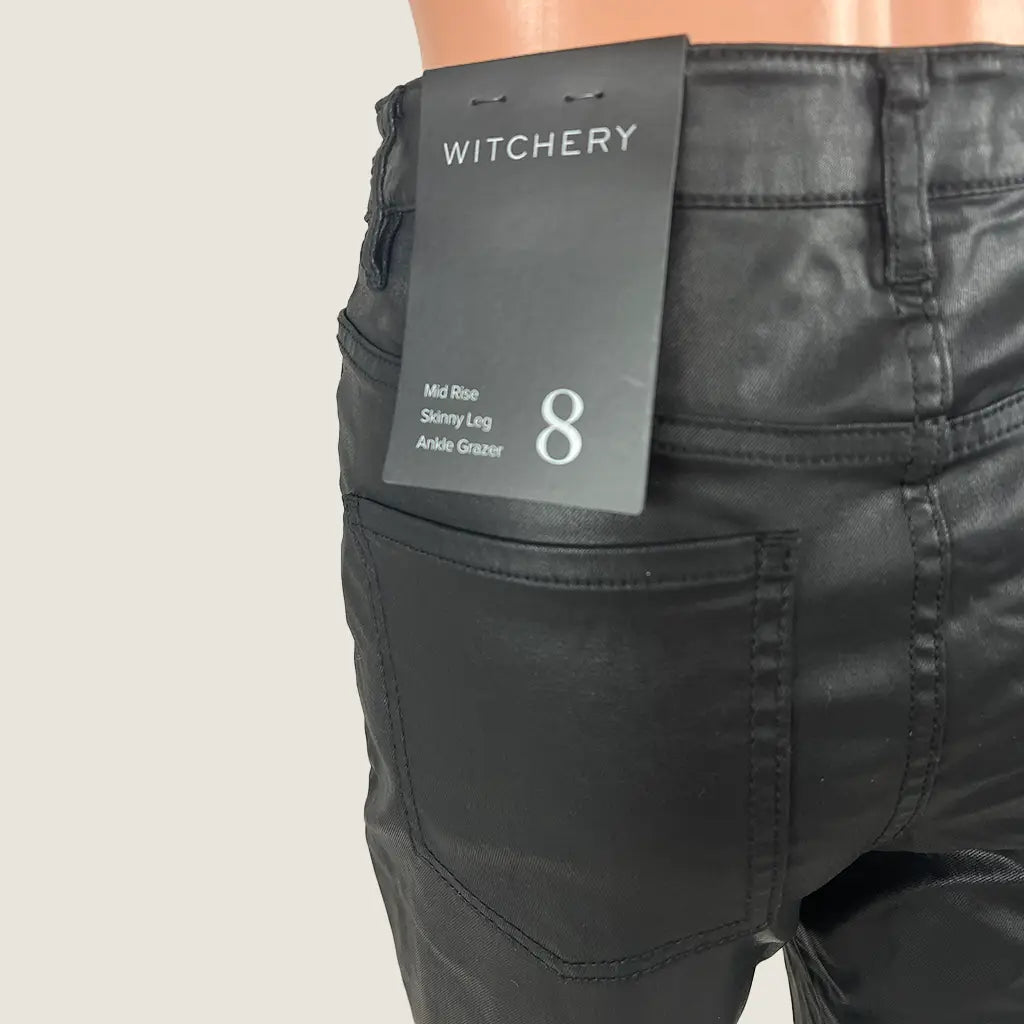 Witchery Coated 7/8 Skinny Mid Rise Black Jean 8