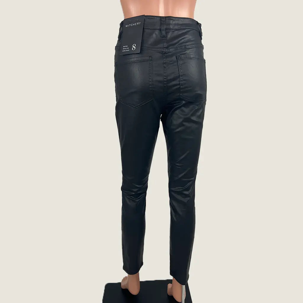 Witchery Coated 7/8 Skinny Mid Rise Black Jean 8