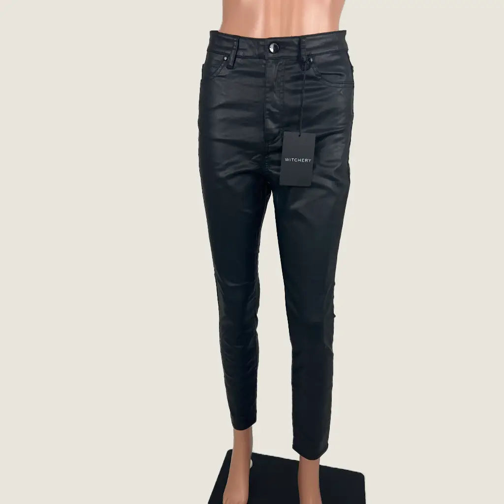 Witchery Coated 7/8 Skinny Mid Rise Black Jean 8