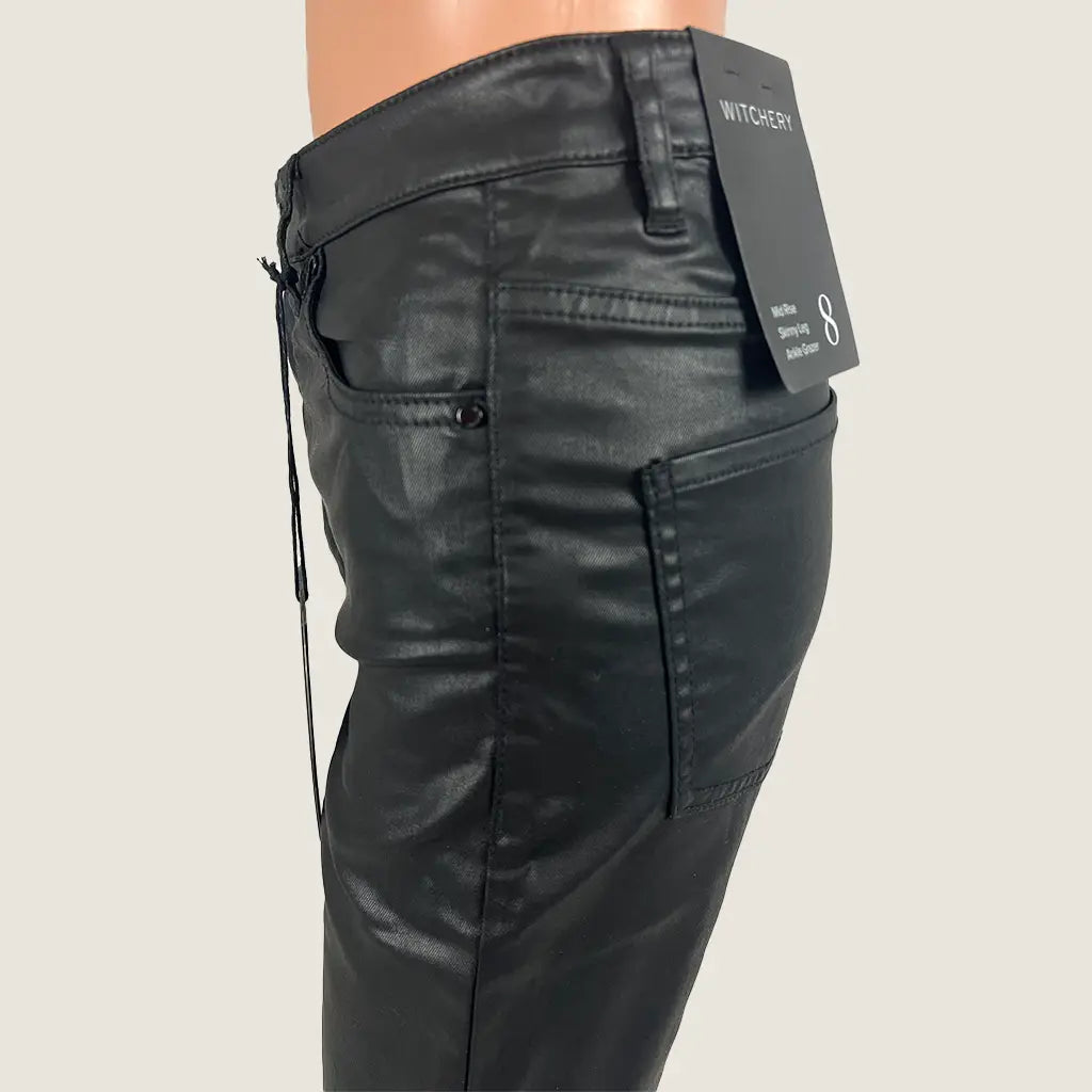 Witchery Coated 7/8 Skinny Mid Rise Black Jean 8