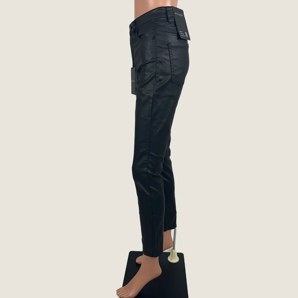 Witchery Coated 7/8 Skinny Mid Rise Black Jean 8