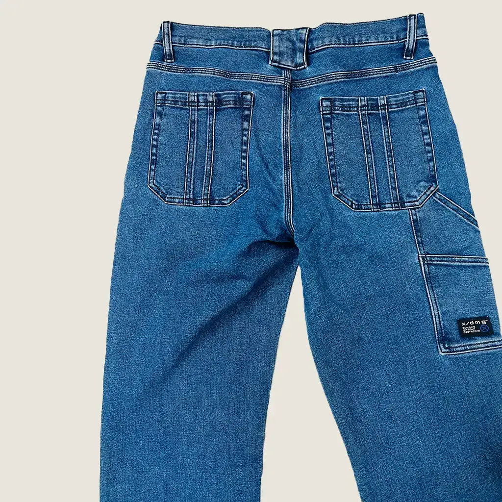Back Detail View of the x/dmg mens x01/Denim 90's Blue
