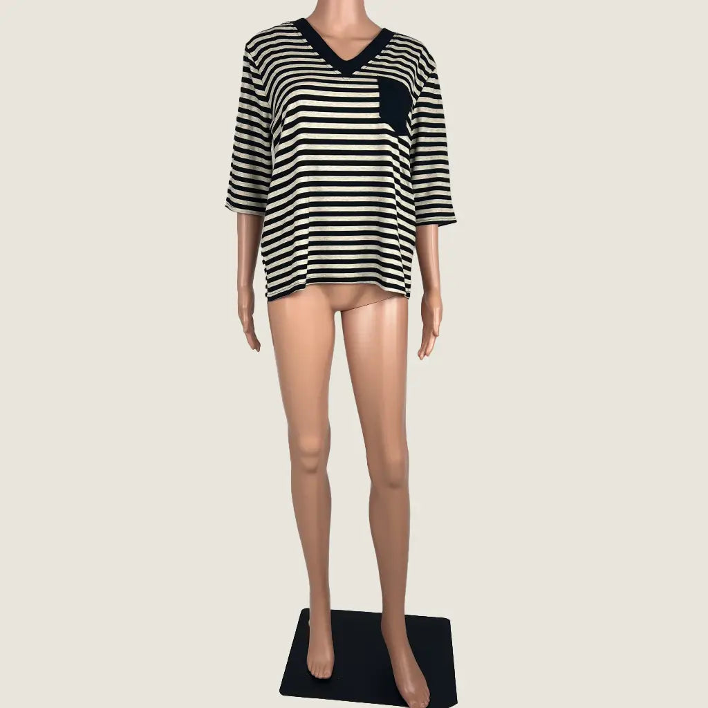 Front View of the Striped Short Sleeve Top
