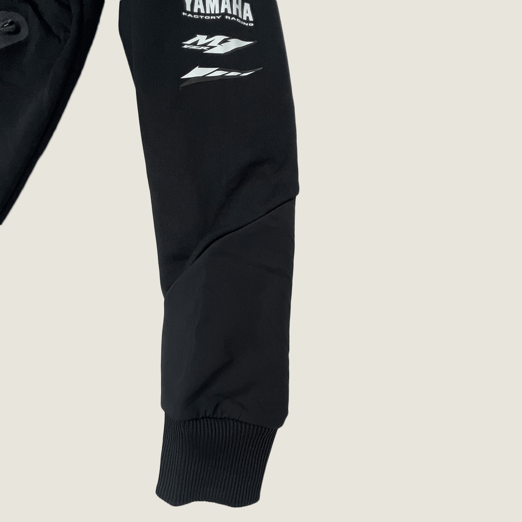 Yamaha VR46 Racing Black Line Zip Up Hoodie Jacket Sleeve Stitch Detail