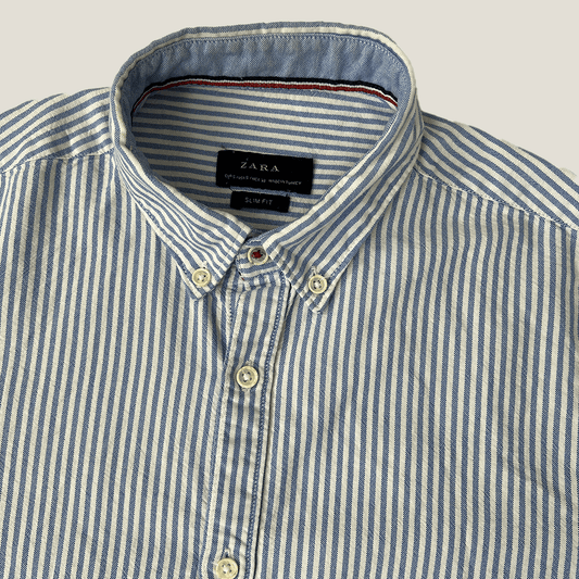 Zara Man Blue Stripped Shirt Collar