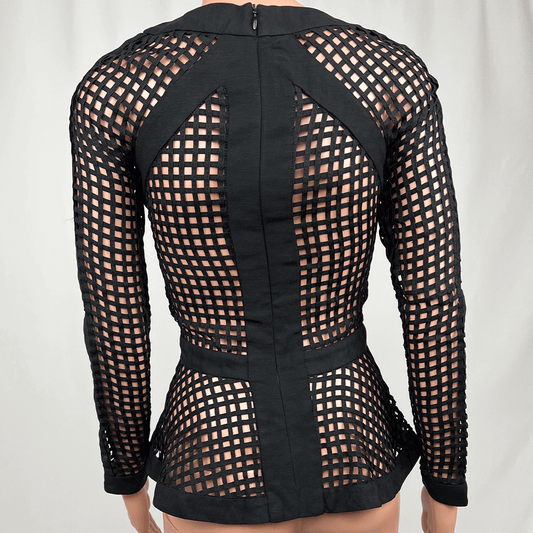 Zimmermann Black Lattice Long Sleeve Top Back