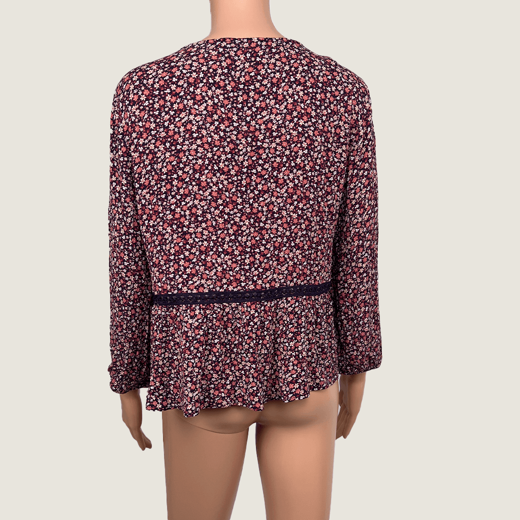 Sportsgirl Floral Long Sleeve Top Back