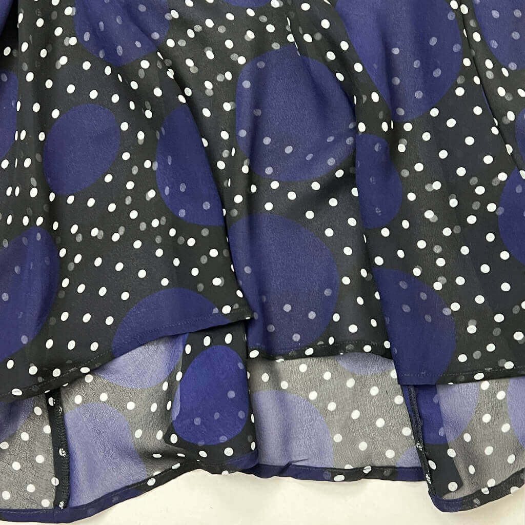 Alannah Hill Silk Sheer Blue Polkadot Dress Hem