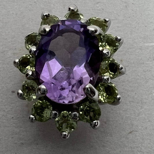 Sterling Silver Amethyst Earrings Single