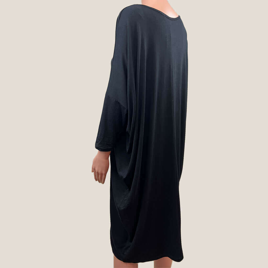 Betty Basic Black Bat Wing Midi Back Side
