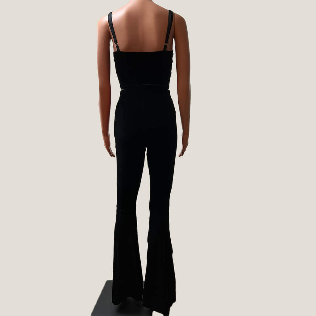 Black Milk Velvet Flared Pant And Crop Top Back