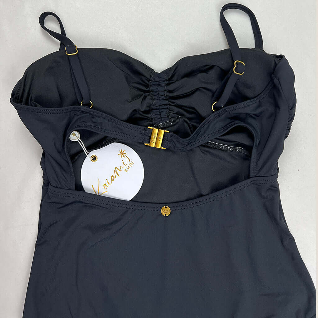 Kaiami Black Montana Ruch One Piece Swimsuit Back Details