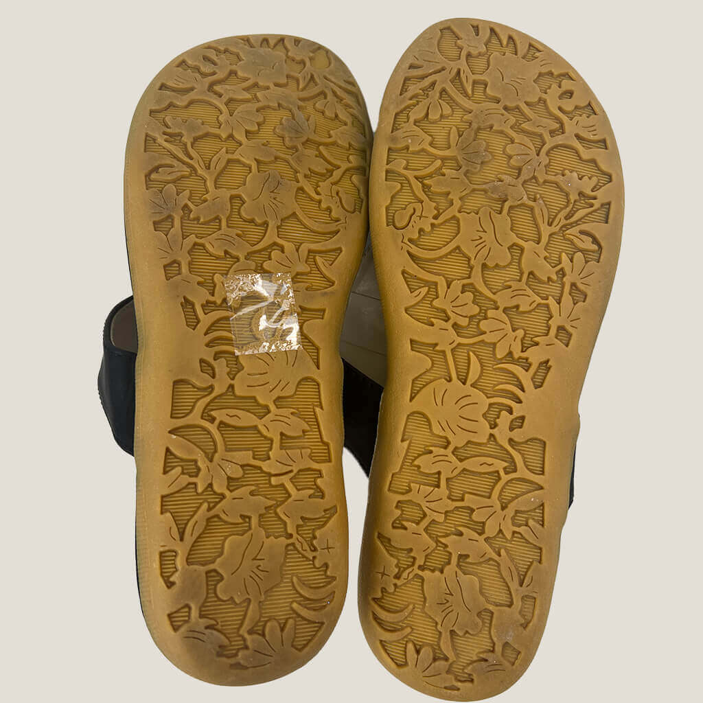 Black Flat Flip-Flops With Diamante And Gold Colour Toe Feature Sole