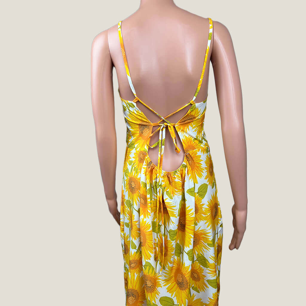 BlackMilk Sunflower Dress Open Back Strap Open Detail