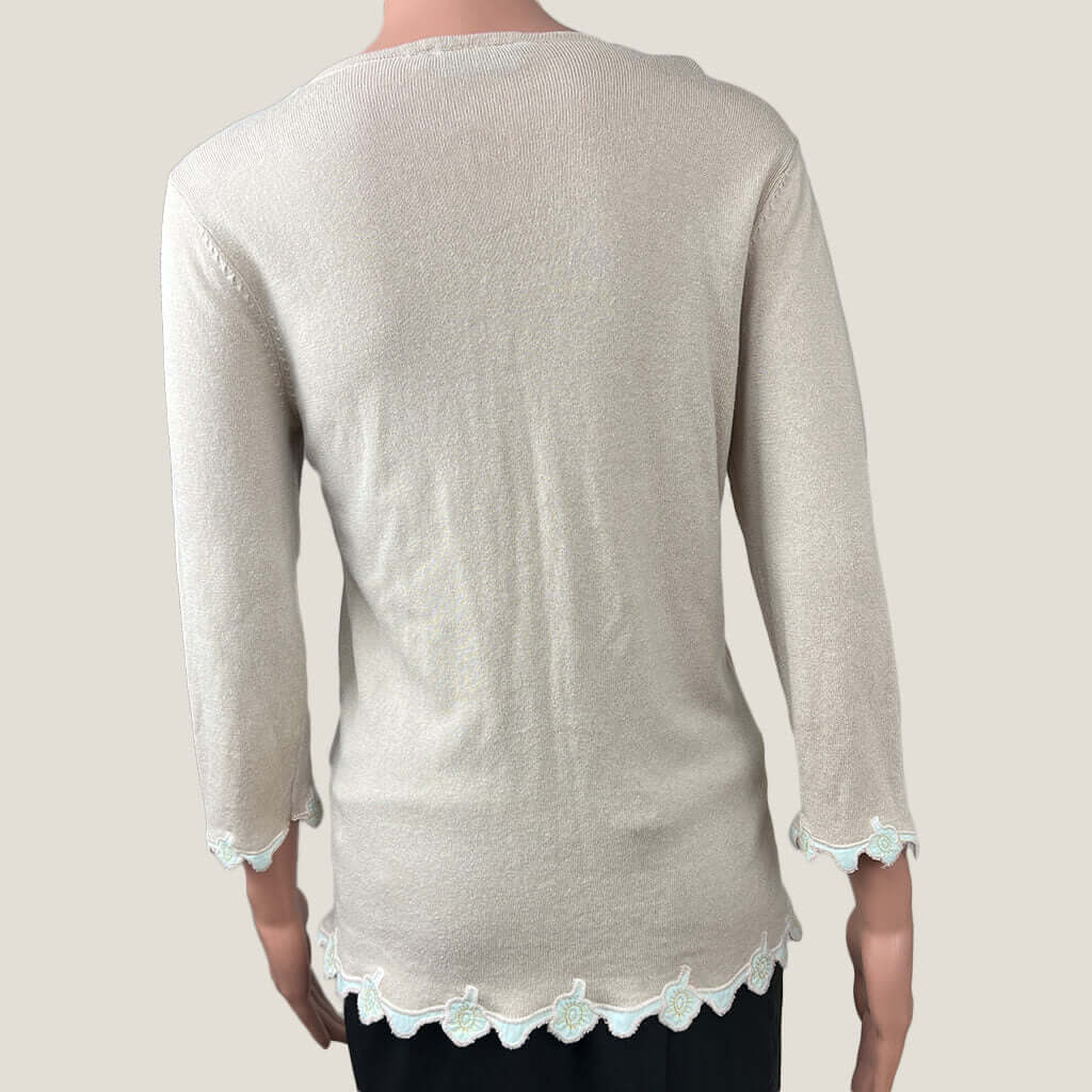 Blue Illusion Cardigan with Stitched Pattern Design Back