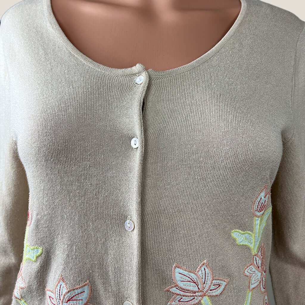 Blue Illusion Cardigan with Stitched Pattern Design Collar