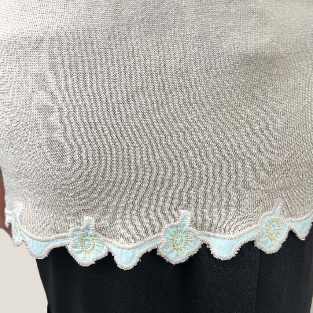 Blue Illusion Cardigan with Stitched Pattern Design Hem