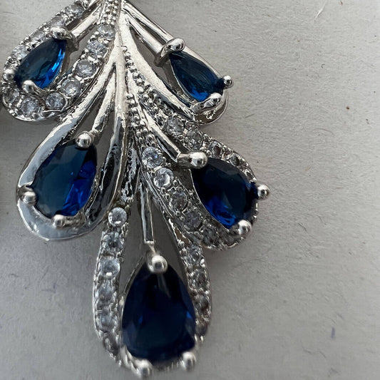 Sterling Silver and CZ Stones Drop Earrings Detail