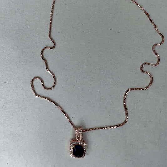 Gold filled with Cubic Zirconias and blue stone necklace