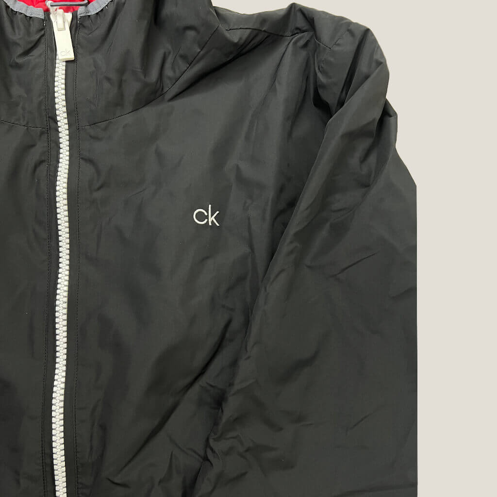 Mens Black Golf Hooded Jacket Large Zip Detail