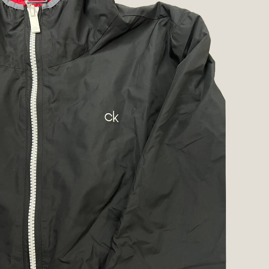 Mens Black Golf Hooded Jacket Large Zip Detail