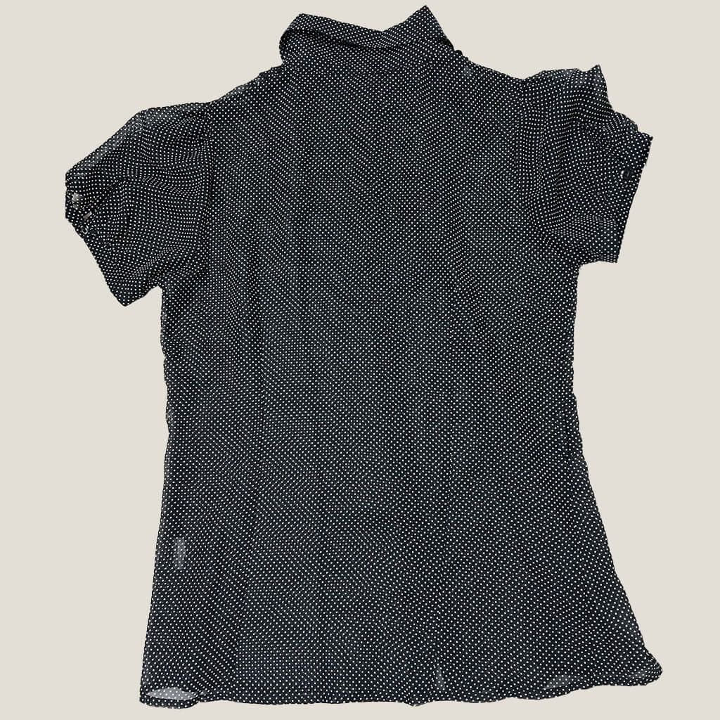 Back Carolyn Morgan Sheer Black and White Polkadot Shirt