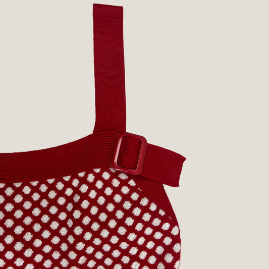 Buckle Detail Dangerfield Womans Red Polkadot Top