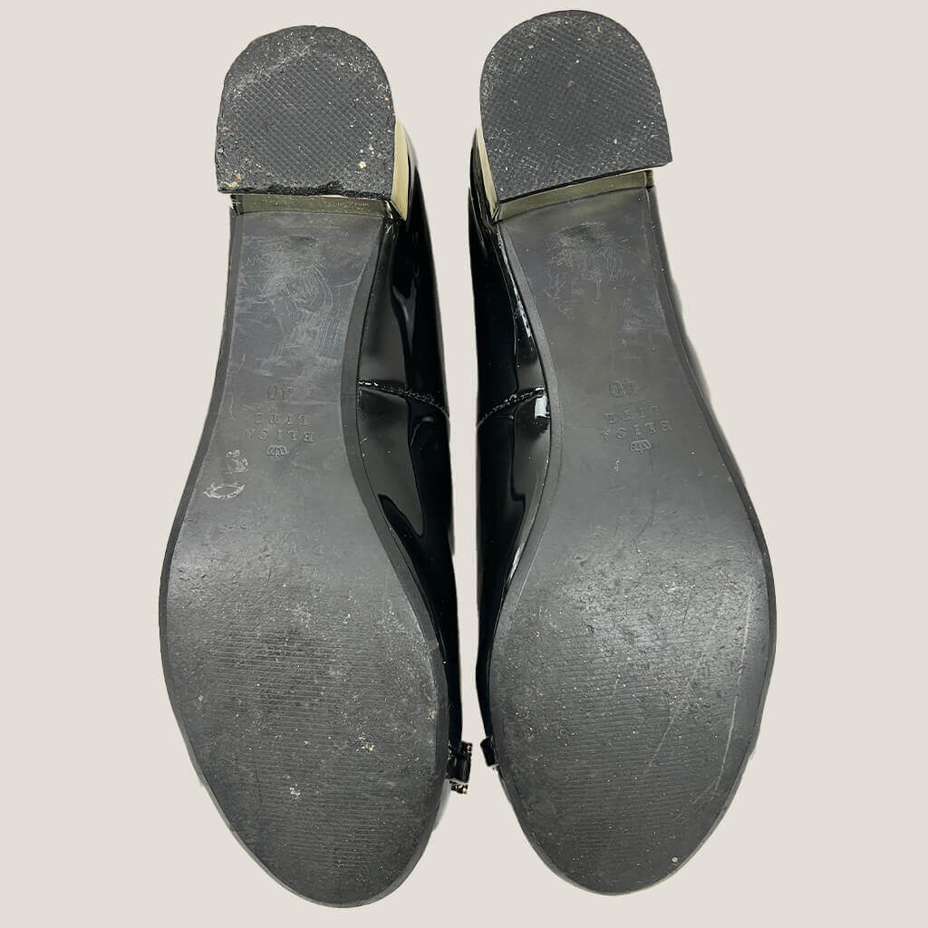Eliza Litz Paten Slip on pair Sole