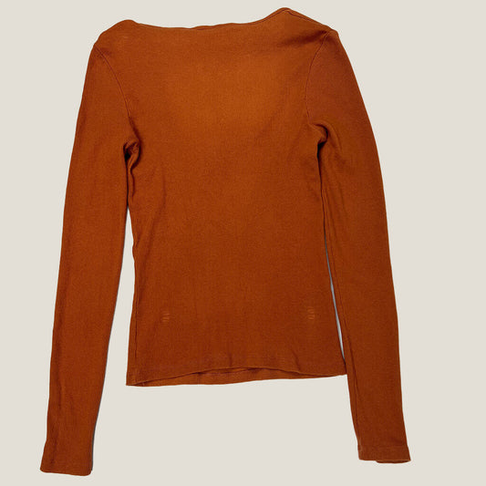 Back View Factorie Long Sleeve Tan Knit Woman Top