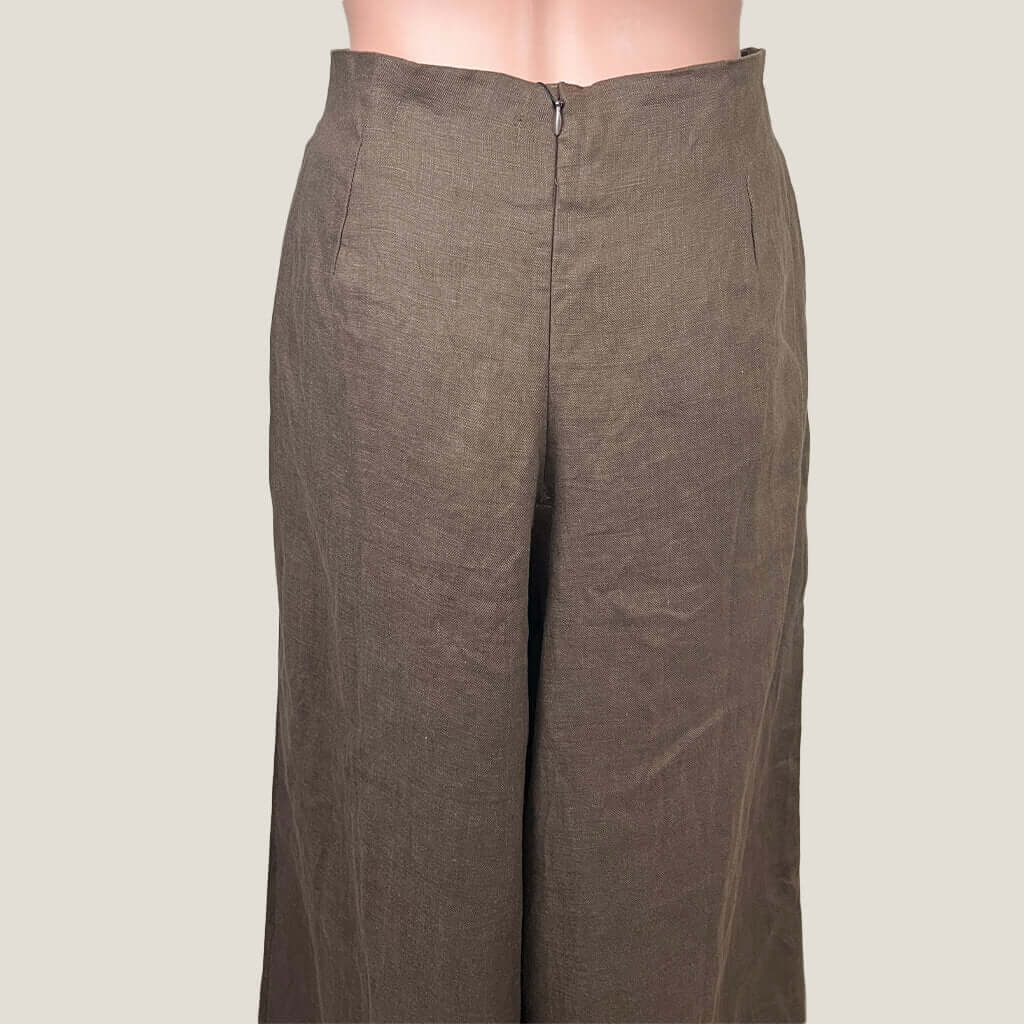 Faithful The Brand Linen Malta Brown Pant Back Detail